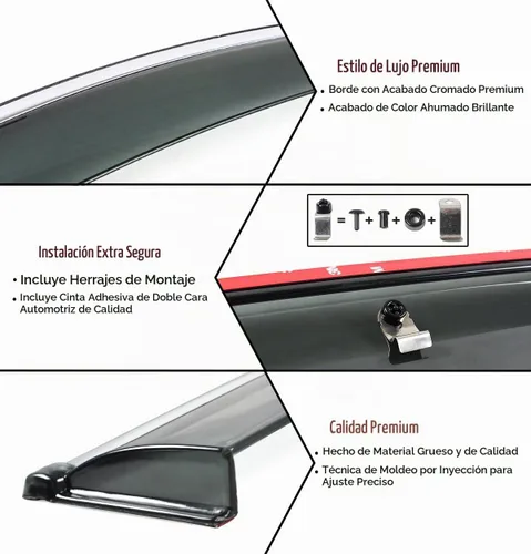 Vista 4 de JDM Vip Style toldo para lluvia con ganchos, teñido, con lados cromados