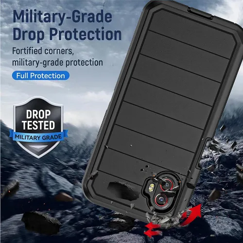Vista 5 de Funda para Galaxy Xcover 6 Pro con protector de pantalla integrado, a prueba de caídas, funda duradera de 3 capas, a prueba de golpes, funda de goma