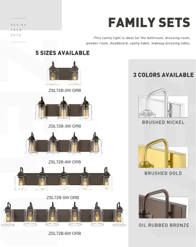 Vista 6 de zeyu Accesorios de Iluminación para Baño en Bronce Aceitado, Lámpara de Tocador de Baño de 2 Luces, Apliques de Pared Estilo Granja de 12.5 Pulgadas