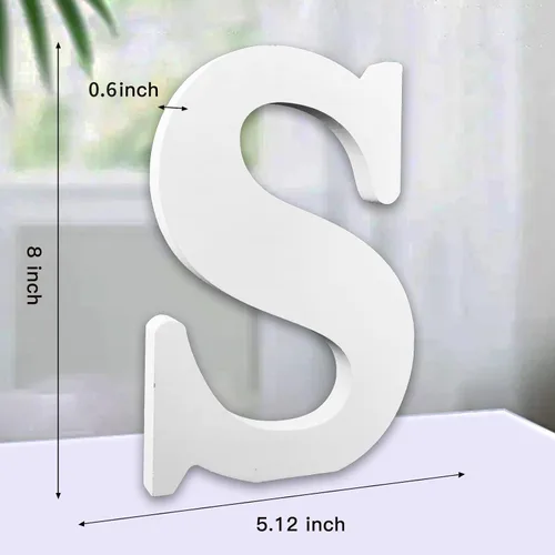 Vista 2 de AOCEAN Letras de madera blanca de 8 pulgadas, letras de madera sin terminar para pared, letras decorativas de pie en rodajas, decoración de tablero