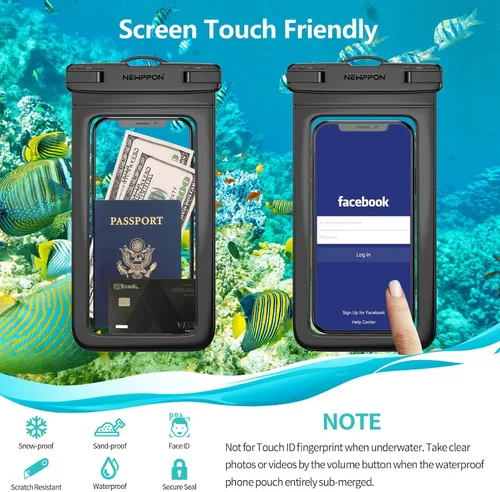 Vista 6 de Paquete de 100 bolsas impermeables para teléfono celular de 8.5 pulgadas – Funda seca bajo el agua – Protector transparente a prueba de agua