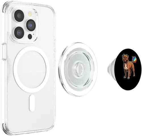 Vista 4 de American Bully Cute Pet Bulldog – Raza de perro Rainbow Fart PopSockets MagSafe PopGrip para iPhone