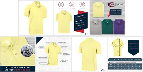 Vista 40 de Premium Wear - Camisetas tipo polo para hombre, con gran absorción de humedad