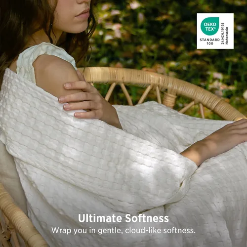 Vista 4 de Bedsure - Manta de rayón con diseño de punto gofre para personas que duermen con calor, manta ligera y transpirable derivada del bambú, fundas de 01