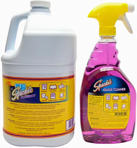 Vista 11 de Sparkle Botella de spray de limpiador de vidrio y botella de repuesto, limpiador de vidrio de fórmula original sin amoníaco, no deja rayas, botella