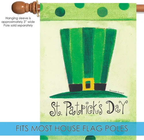 Vista 3 de Toland Home Garden 107088 - Bandera del Día de San Patricio con sombrero de San Patricio, de 28 x 40 pulgadas, doble cara, bandera de jardín