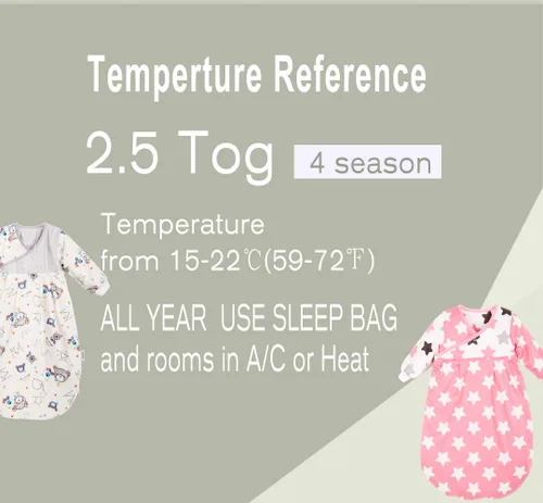 Vista 6 de Saco de dormir para bebé de manga larga (3-12M) Tog 2.5 Saco de dormir cálido para recién nacido con brazos acolchado manta de algodón popelina