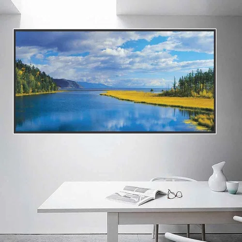 Vista 4 de Imprimir sobre lienzo. Poste Naturaleza Rautumn Lago Agua Nieve Montaña Cuadros de Paisaje. Impresiones en lienzo Arte de la pared