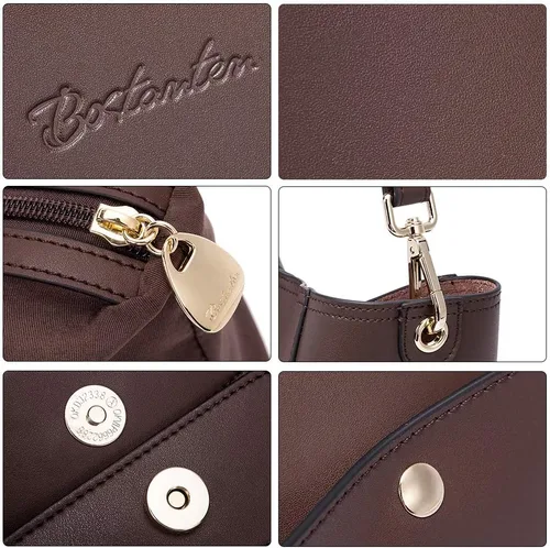 Vista 6 de Bostanten Bolsas de cuero para hombro, tipo balde, para mujer