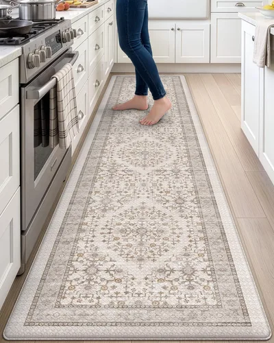 Vista 19 de DEXI Alfombrillas de cocina acolchadas antifatiga, 24 x 87 pulgadas, color Beige claro