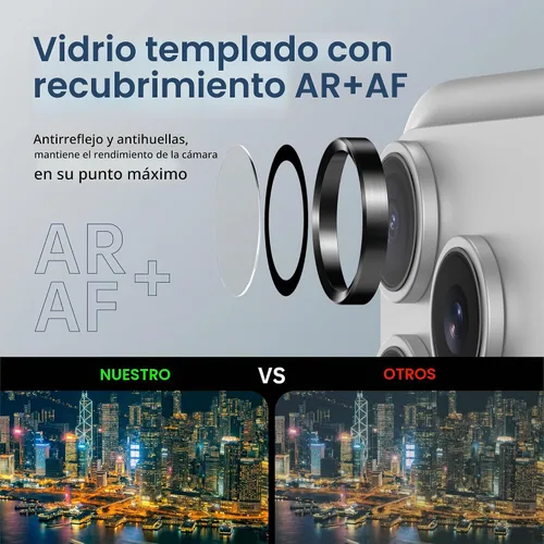 Vista 4 de Protector de lente de cámara para iPhone 17 Pro Max, vidrio templado 9H con marco de aleación de aluminio, compatible con iPhone 17 Pro/16 Pro