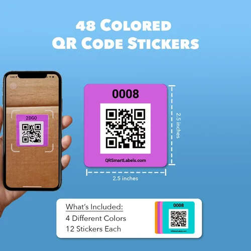 Vista 7 de Smart Labels Paquete de 48 calcomanías de código QR (modernas) fabricadas en Estados Unidos, etiquetas de código QR para almacenamiento