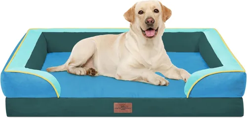 Vista 191 de Comfort Expression - Cama ortopédica para perros medianos, 28 x 19 pulgadas, cama impermeable y de apoyo de espuma con cojines removibles, sofá