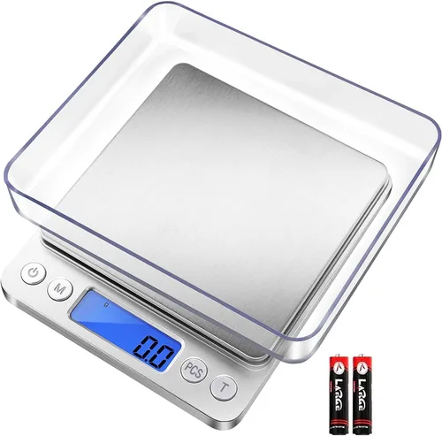 Vista 9 de Fuzion - Báscula digital de cocina de 105.82 oz, gramo y onza 0.1g Accuracy, 6 Modes, 2 Trays Included, LCD Display, Tare, Piece Counting, For