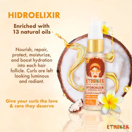 Vista 8 de L'MAR Etniker Hidroelixir Aceites Naturales Nutrición, Reparación y Protección Sin Sal, Sulfatos y Parabenos LMAR Etniker Hydroelixir Aceite
