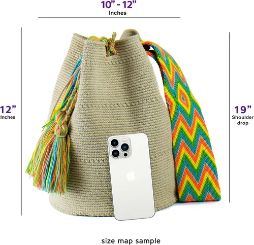 Vista 5 de WYOU Designer Collection, Handwoven Hobo Bucket Bag in Wayuu Crochet