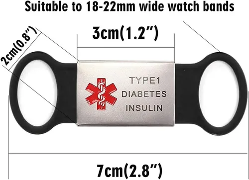 Vista 3 de Etiqueta de identificación médica personalizada de acero inoxidable para banda de reloj - Etiqueta de identificación deportiva - Grabado gratuito