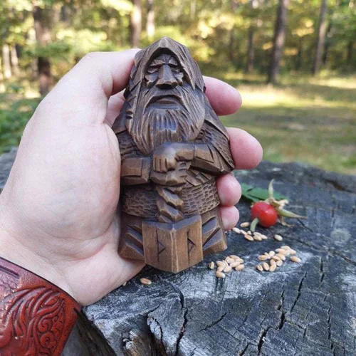 Vista 4 de Estatuas de dioses nórdicos – Estatua de Odin Thor Tyr Ulfhednar, figuras de mitología vikinga nórdica, adornos paganos nórdicos para decoración