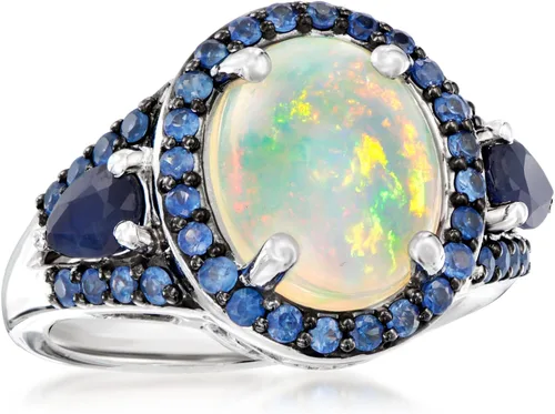 Vista 4 de Ross-Simons Opal and 1.30 ct. t.w. Sapphire Ring in Sterling Silver
