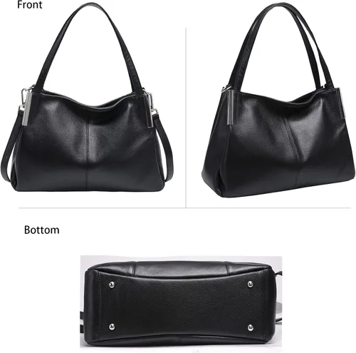 Vista 5 de Heshe - Bolsa de piel de diseñador con asa superior y correa de hombro para mujer