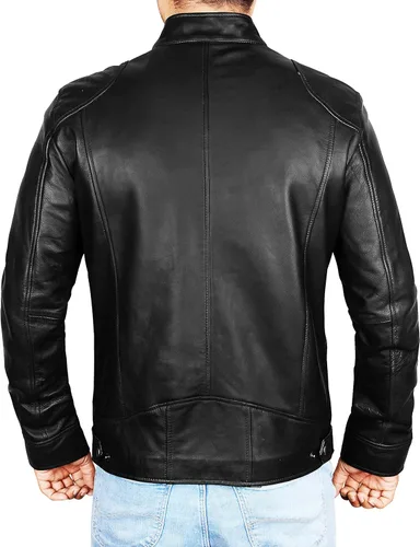 Vista 3 de NM-Fashions Vintage Cafe Racer Motorcycle Retro Biker Genuine Lambskin Leather Rider Jacket