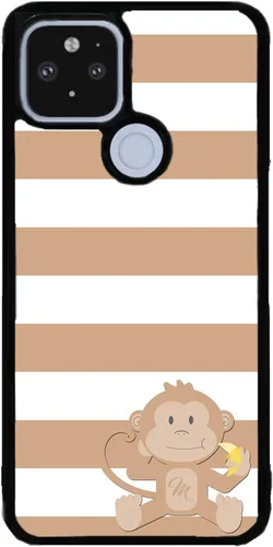 Vista 9 de Funda de goma negra personalizada de mono marrón y blanco compatible con Google Pixel 10, 10 Pro, 10 Pro XL, 9a, 9 Pro, Pixel 9, Pixel 9 Pro XL, 8a