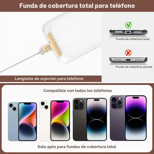 Vista 9 de Correa universal para teléfono, cadena de metal para teléfono celular y combinación de cordón trenzado de mezcla de colores para iPhone 17, serie 16