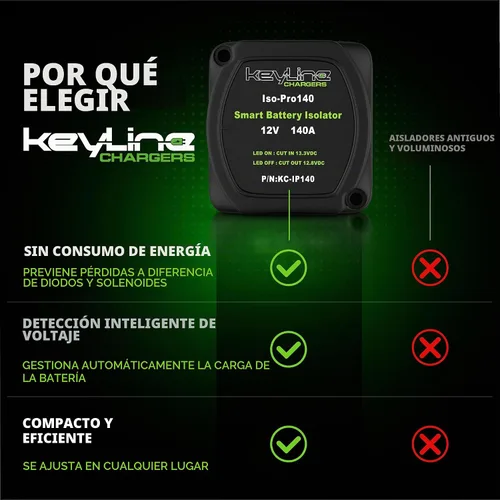 Vista 4 de Kit de aislador de batería dual 12V - 140 Amp Relé sensible al voltaje (VSR) para configuración de batería dual - Interruptor de desconexión