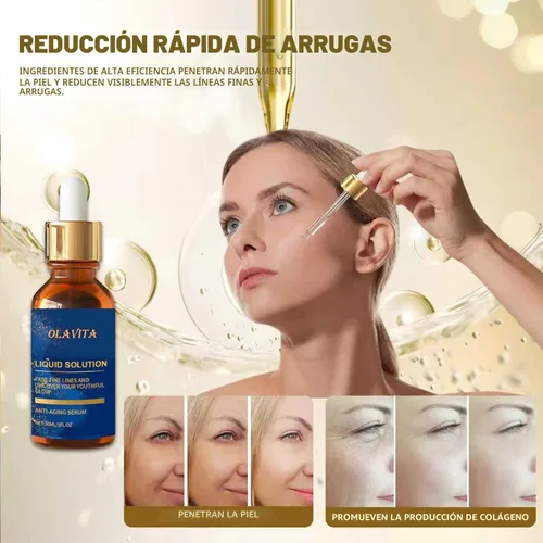 Vista 5 de OLAVITA Liquid Solution - Suero antienvejecimiento con vitamina C, suero facial hidratante y reafirmante con soporte de colágeno, paquete de 2