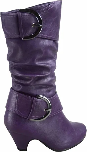 Vista 3 de FZ Auto-9ks - Botas de tacón bajo con cremallera lateral y punta redonda para niña