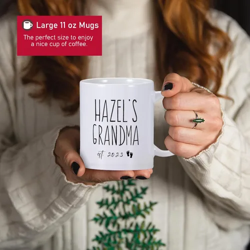 Vista 5 de Taza personalizada con texto en inglés "Promoted To Grandma 2023", regalos para la abuela por primera vez, anuncio de embarazo para abuela