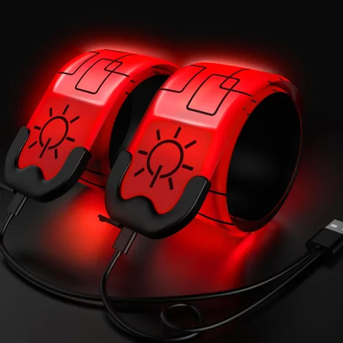 Vista 8 de Paquete de 2 brazaletes LED – Luces de correr recargables con equipo reflectante, luces LED de alta visibilidad