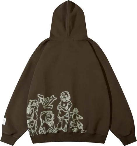 Vista 2 de COOLMONAR Sudaderas con Capucha Gráficas de Dibujos Animados para Hombres Ropa Urbana Sudadera con Capucha Pullover Moda Hip Hop Y2K Sudaderas