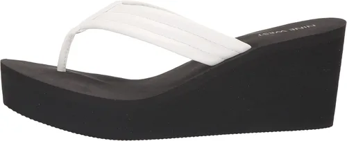 Vista 8 de NINE WEST Sandalias de cuña Spins para mujer, Blanco