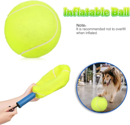 Vista 4 de LIXADA Pelota de tenis gigante de gran tamaño de 9.5 pulgadas para niños y adultos, diversión de mascotas (enviada desinflada)