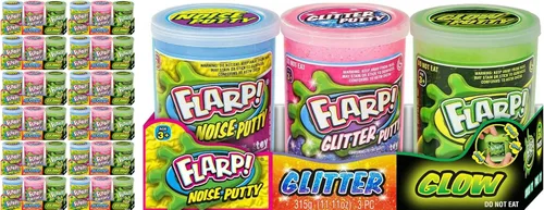 Vista 8 de JA-RU Flarp Noise Putty Fidget Toy Paquete variado (1 paquete, 3 unidades) que brilla en la oscuridad, purpurina y masilla de ruido clásico