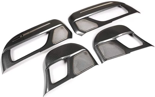 Vista 8 de Cubierta de panel antipatadas para puerta interior de automóvil para Land Rover Defender 2020 2021 (estilo de fibra de carbono)