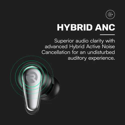 Vista 3 de Auriculares Raycon Pro inalámbricos Bluetooth con cancelación activa de ruido híbrida, modo de consciencia, 40 horas de batería, 6 micrófonos