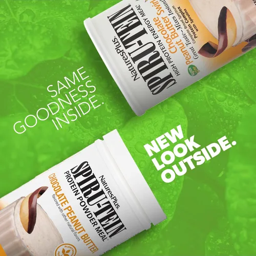 Vista 2 de NaturesPlus SPIRU-TEIN, mantequilla de maní de chocolate, 1.2 libras, batido de proteínas a base de plantas, sin OMG, vegetariano, sin gluten, 16