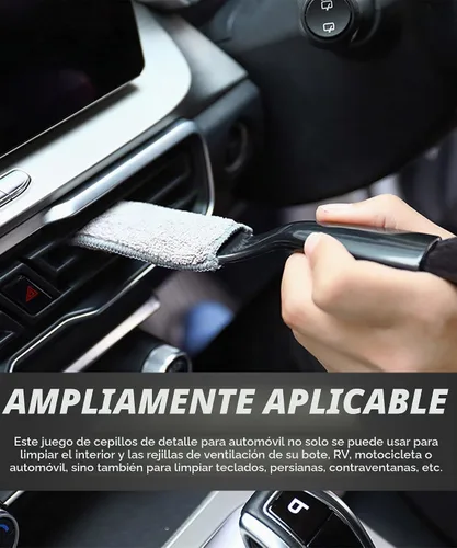 Vista 4 de Plumero universal 2 en 1 para limpieza de coche, herramienta de limpieza de coche, cepillo de doble cabeza, cepillo de detalles interiores de Negro