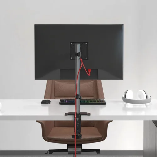 Vista 6 de Pholiten Soporte para Monitor Individual, Brazo de Monitor Ajustable de Servicio Pesado Montaje de Escritorio para 13-27 pulgadas, Inclinación, Negro