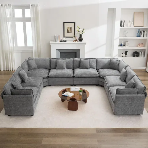 Vista 86 de Sofá modular en forma de nube de 113 pulgadas, sofás de asiento profundo de gran tamaño para sala de estar, sofá modular tapizado de chenilla