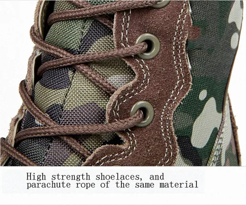 Vista 7 de Tebapi Botas tácticas militares para hombre, para mochileros, senderismo, campamento, escalada, senderismo, camuflaje, botas de tobillo, zapatos