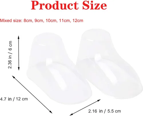 Vista 2 de 100 piezas de plástico transparente para pies de bebé, botines de bebé, zapatos de ganchillo y calcetines escaparate, zapatos para niños pequeños