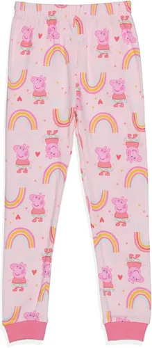 Vista 4 de Peppa Pig - Pijama para niñas pequeñas, conjunto de pijama de 2 piezas para niños, Multi colorido