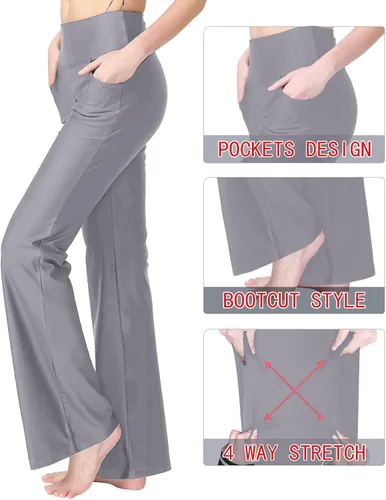 Vista 5 de Zeronic - Pantalones de yoga para mujer con bolsillos largos para entrenamiento, correr, control de barriga, bolsillos