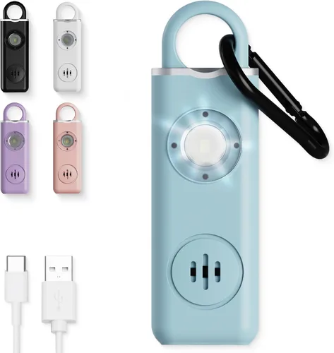Vista 11 de Alarma de seguridad personal Weten para mujeres - Sirena de pánico de 130 dB de volumen alto en llavero, paquete de 3 unidades - Silbato