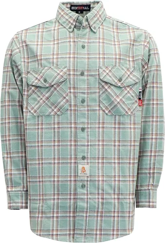 Vista 8 de BOCOMAL Camisas con capucha FR, camisas de franela a cuadros, con botones, resistentes al fuego, camisas de franela resistentes a la llama, chaqueta