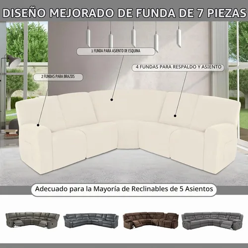 Vista 4 de Easy-Going - Funda 100% impermeable para sofá reclinable, fundas de sofá elásticas para sofás reclinables, funda de sofá seccional extra grande