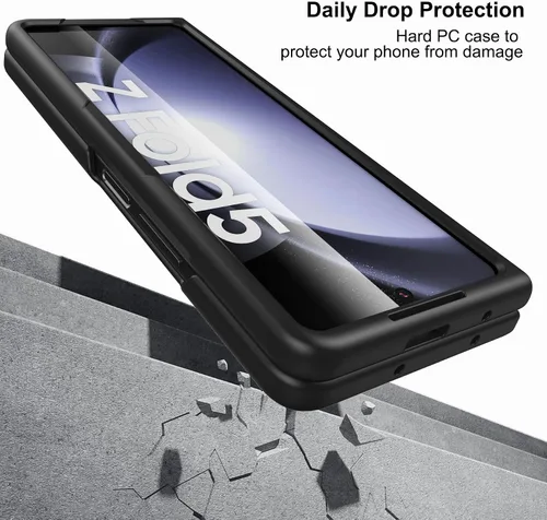 Vista 8 de Foluu Funda Slim Fit para Samsung Galaxy Z Fold 5, con protector de pantalla frontal integrado, cubierta protectora de PC mate ultradelgada
